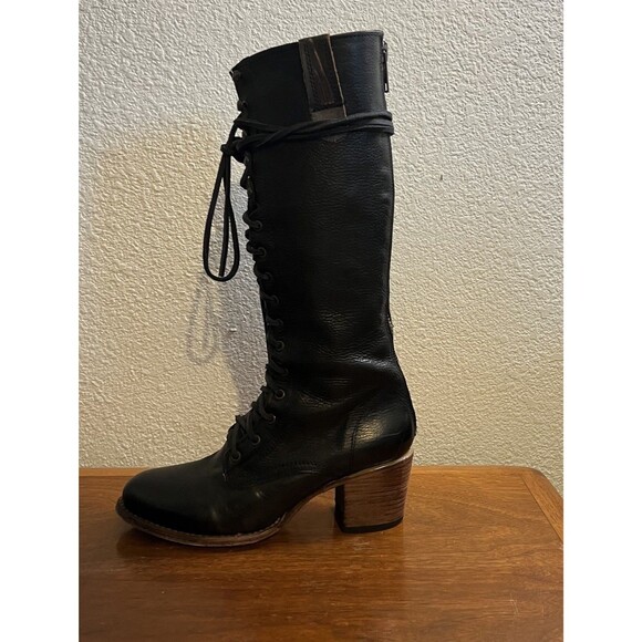 Freebird Grany Lace Up Size 10 Black Tall Boots Distressed Whimsigoth Grunge - Picture 8 of 15